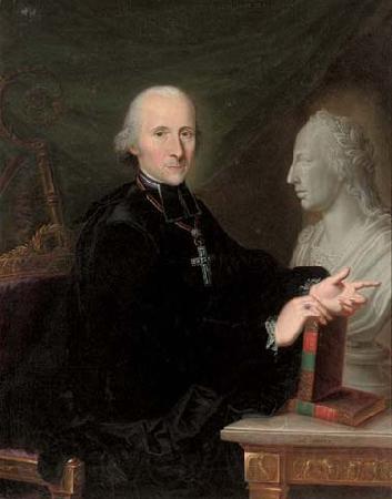 Karl Kaspar Pitz Portrait of a cleric a book in his right hand, by a marble bust